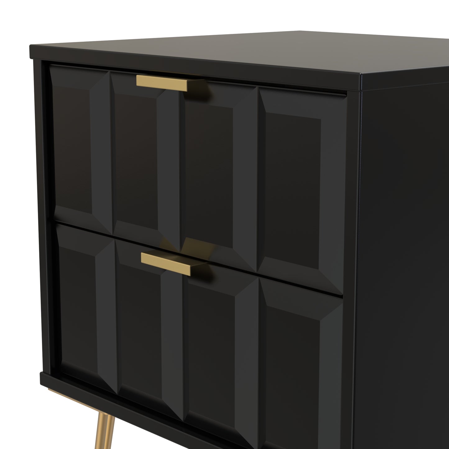 Cube Bedside Table Black 2 Drawers 60cm