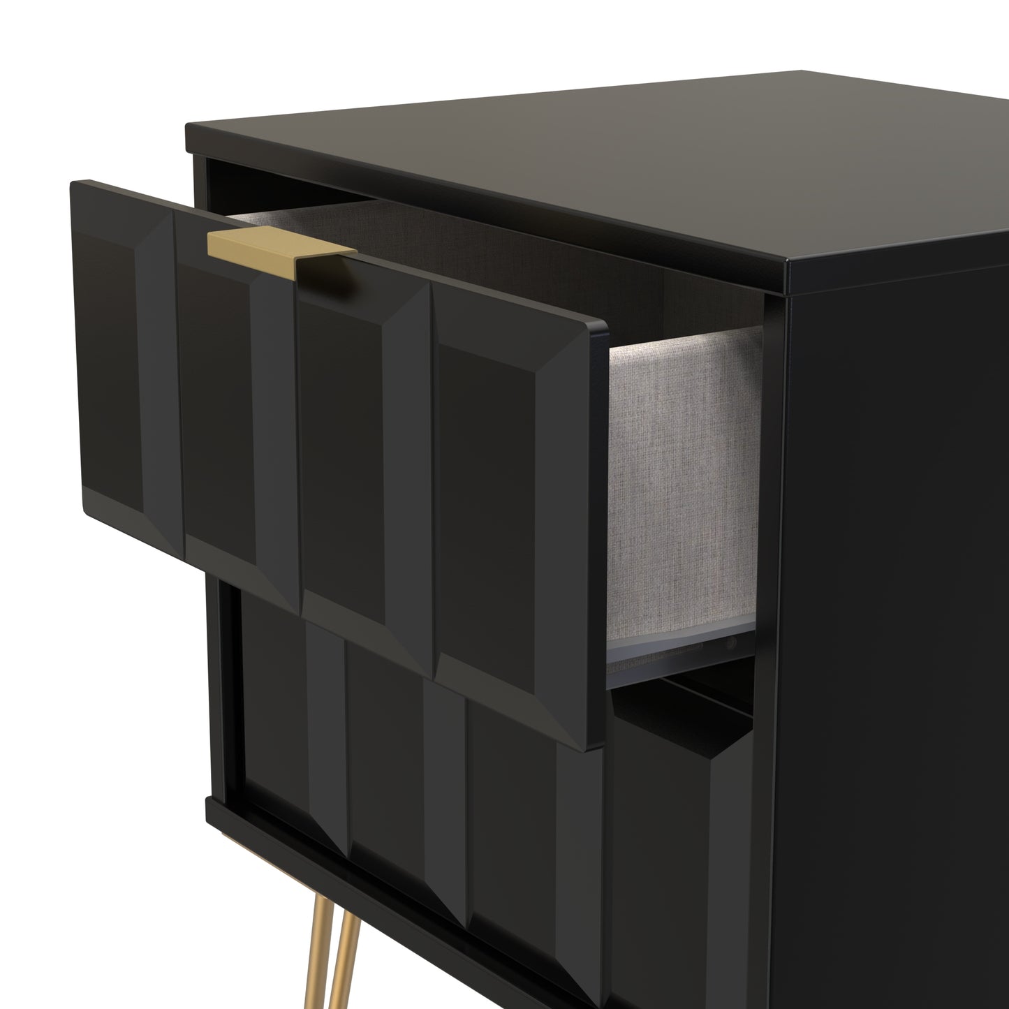 Cube Bedside Table Black 2 Drawers 60cm