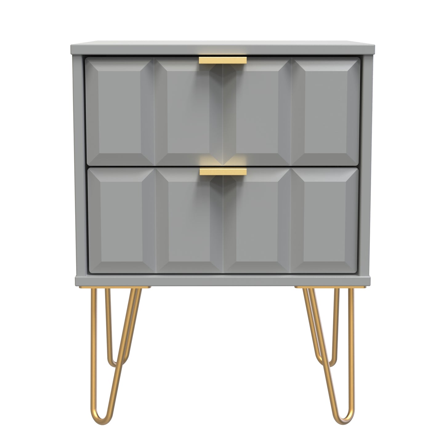 Cube Bedside Table Grey 2 Drawers 60cm
