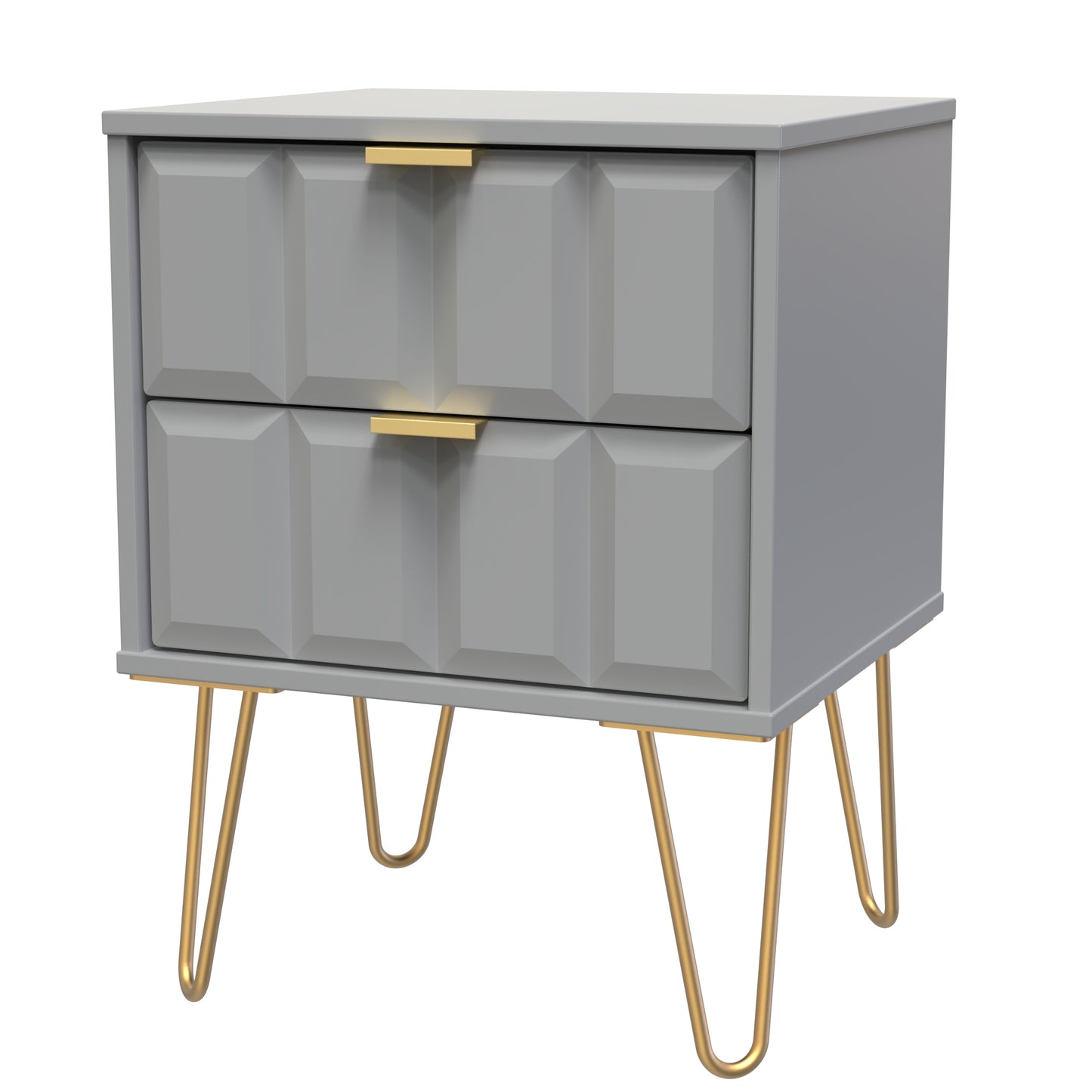 Cube Bedside Table Grey 2 Drawers 60cm