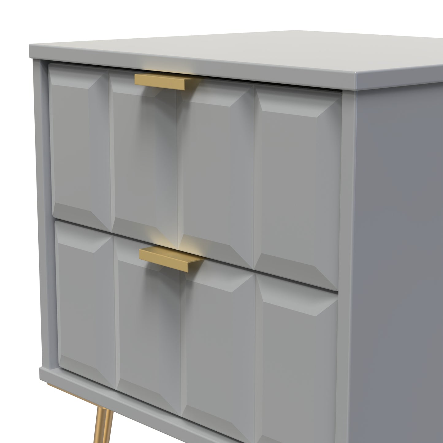 Cube Bedside Table Grey 2 Drawers 60cm