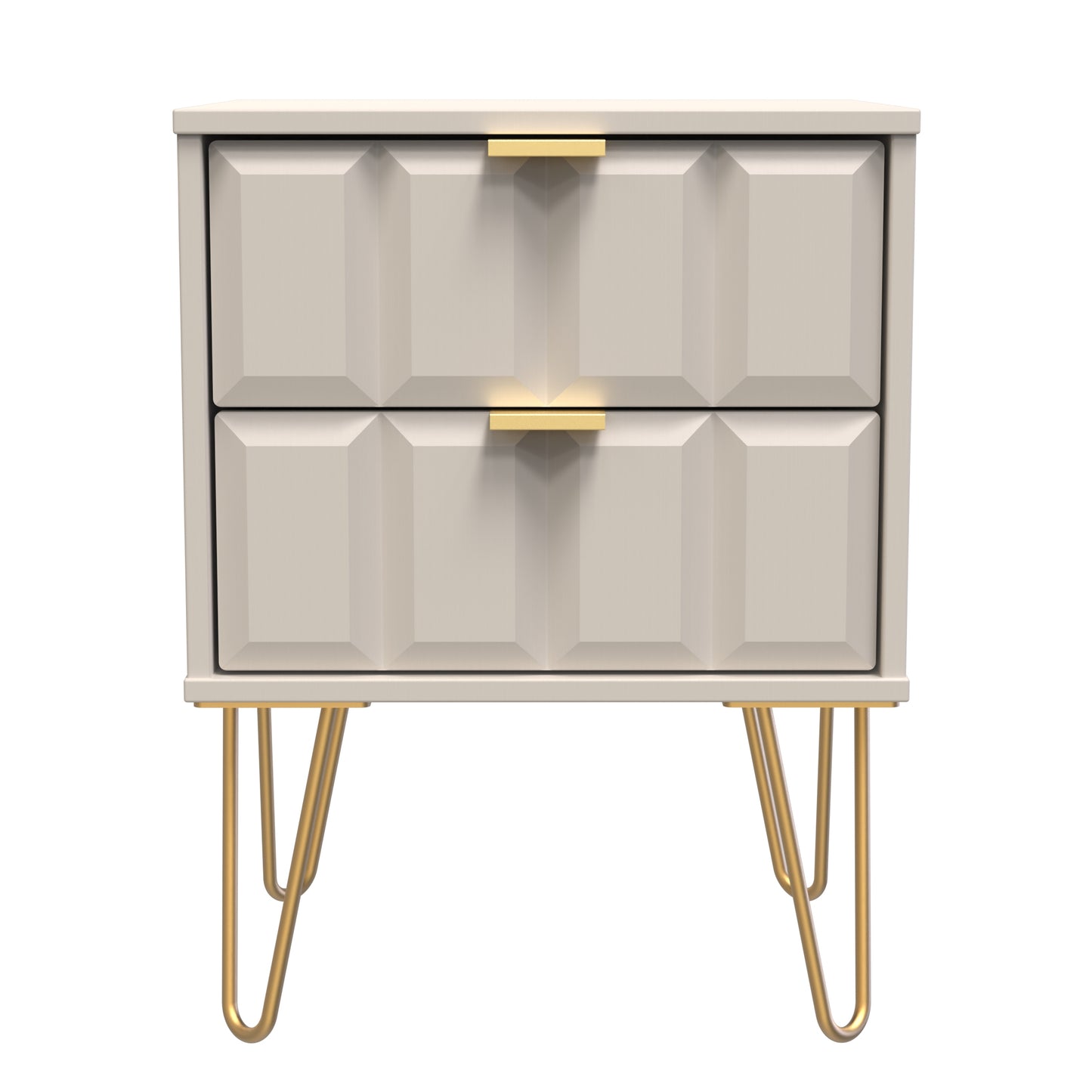 Cube Bedside Table Off-White 2 Drawers 60cm