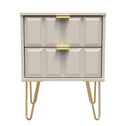 Cube Bedside Table Off-White 2 Drawers 60cm