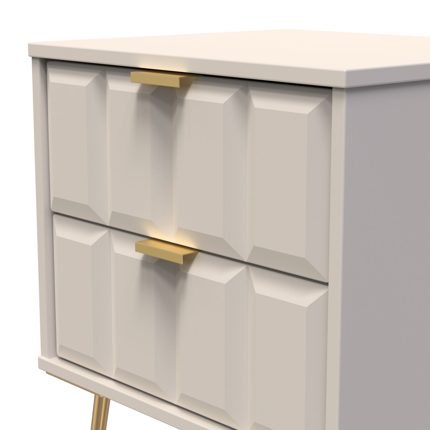 Cube Bedside Table Off-White 2 Drawers 60cm