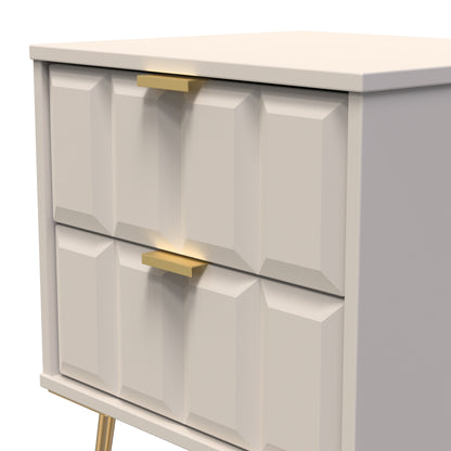Cube Bedside Table Off-White 2 Drawers 60cm