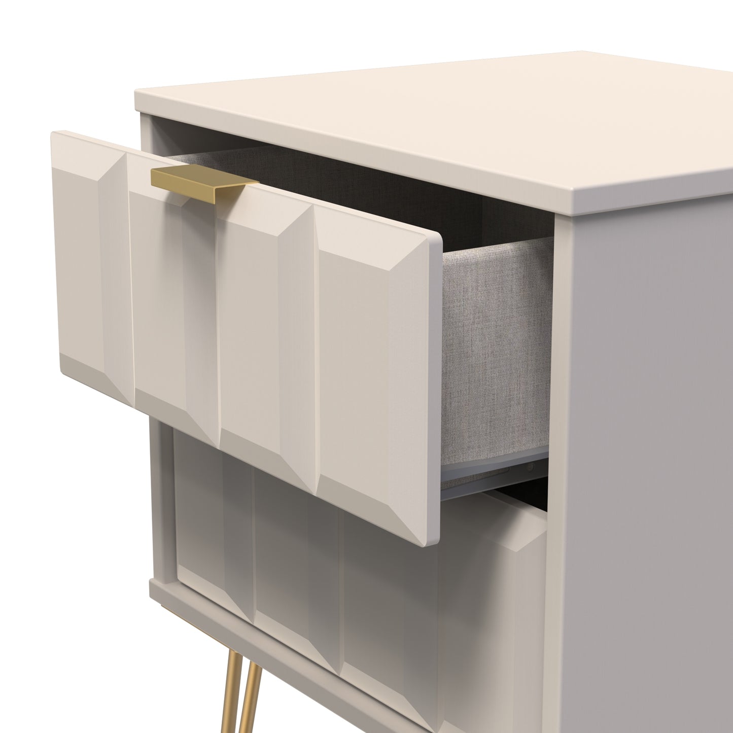 Cube Bedside Table Off-White 2 Drawers 60cm