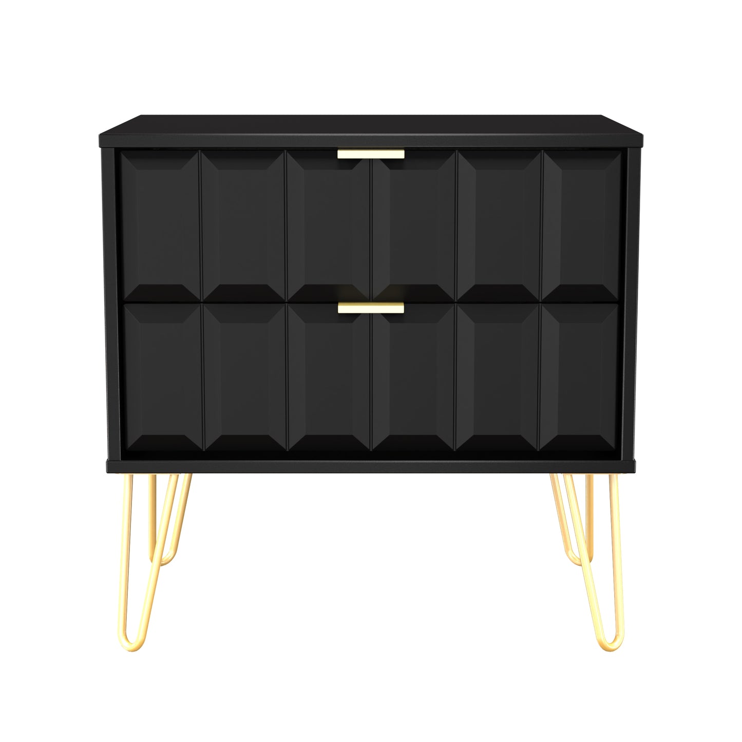 Cube Side Table Black 2 Drawers 60cm