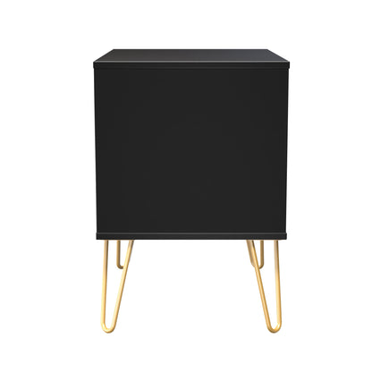 Cube Side Table Black 2 Drawers 60cm