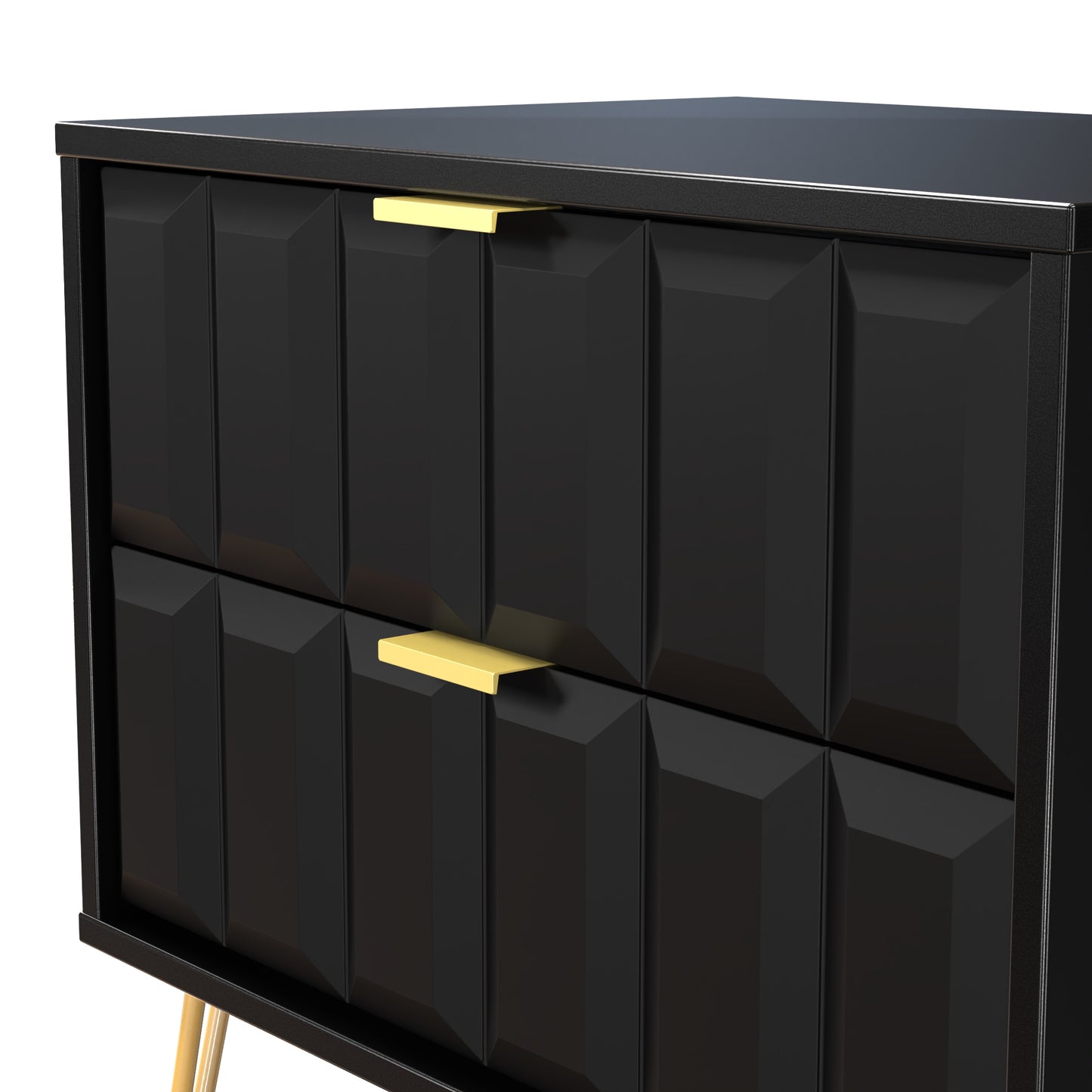 Cube Side Table Black 2 Drawers 60cm