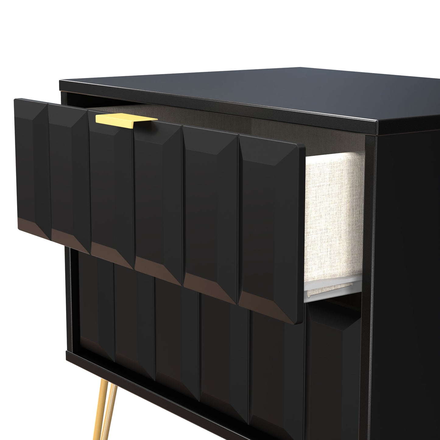 Cube Side Table Black 2 Drawers 60cm