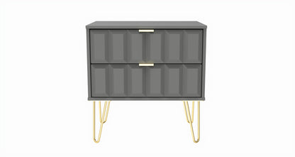 Cube Side Table Grey 2 Drawers 60cm