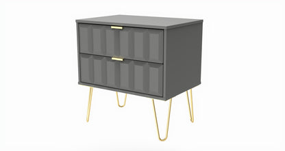 Cube Side Table Grey 2 Drawers 60cm