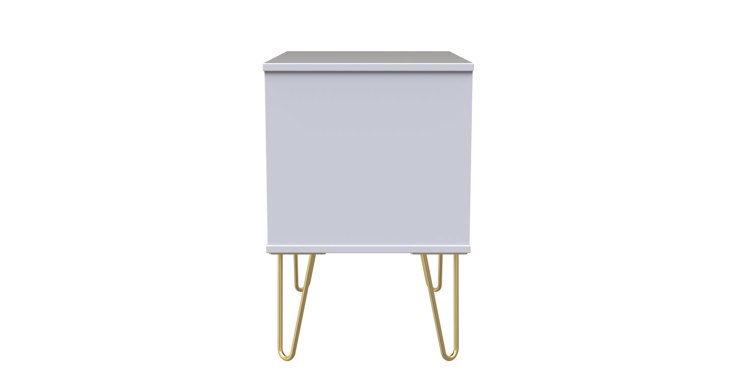 Cube Side Table White 2 Drawers 60cm