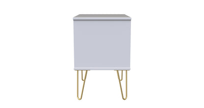 Cube Side Table White 2 Drawers 60cm