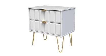 Cube Side Table White 2 Drawers 60cm