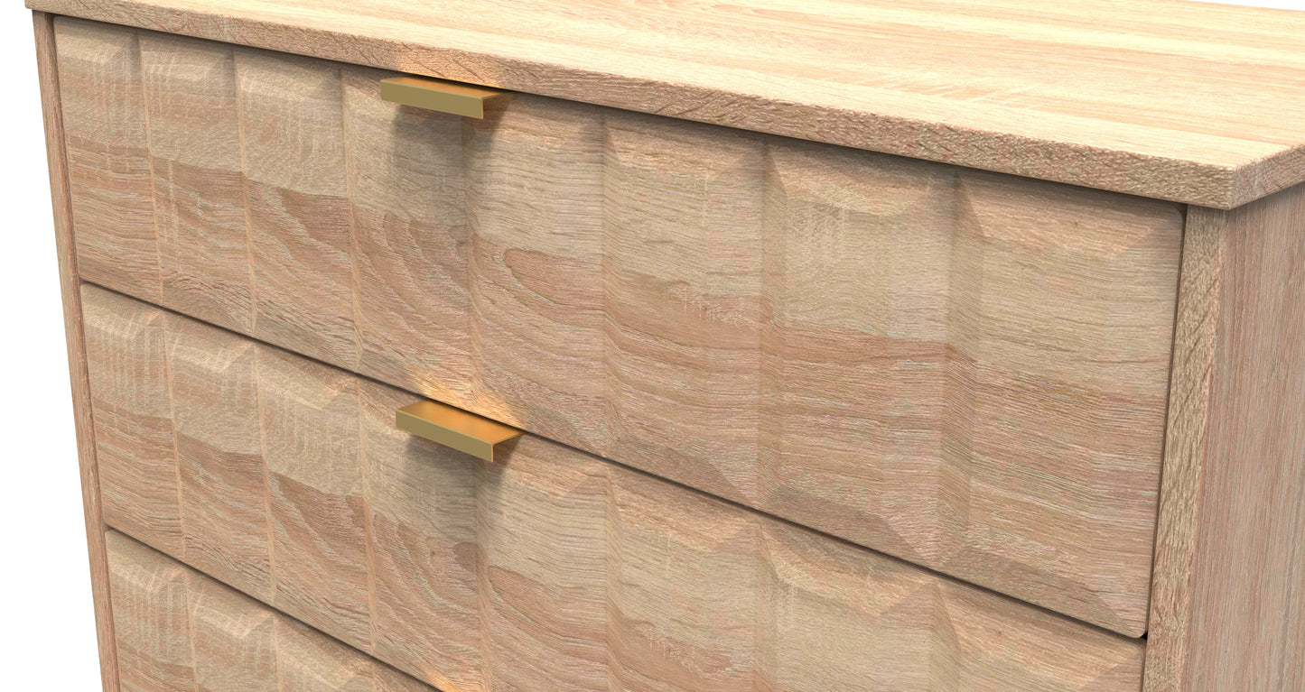Cube Chest of Drawers Oak 3 Drawers 77cm
