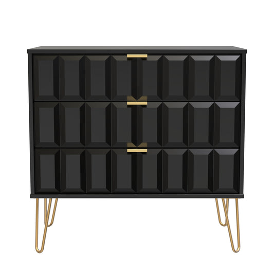 Cube Chest of Drawers Black 3 Drawers 77cm