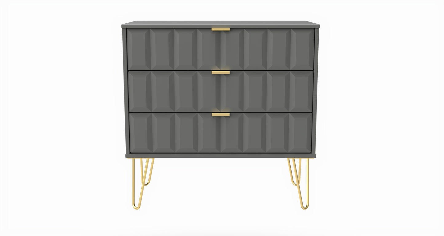 Cube Chest of Drawers Grey 3 Drawers 77cm