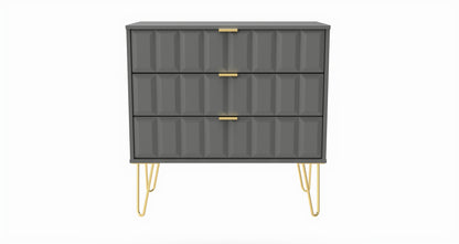 Cube Chest of Drawers Grey 3 Drawers 77cm