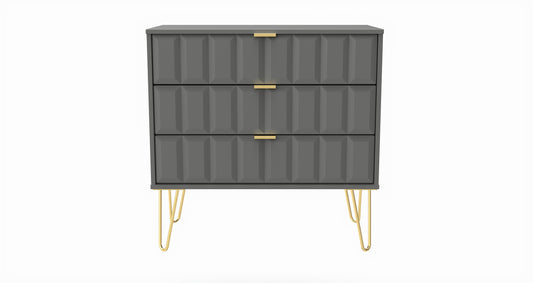 Cube Chest of Drawers Grey 3 Drawers 77cm