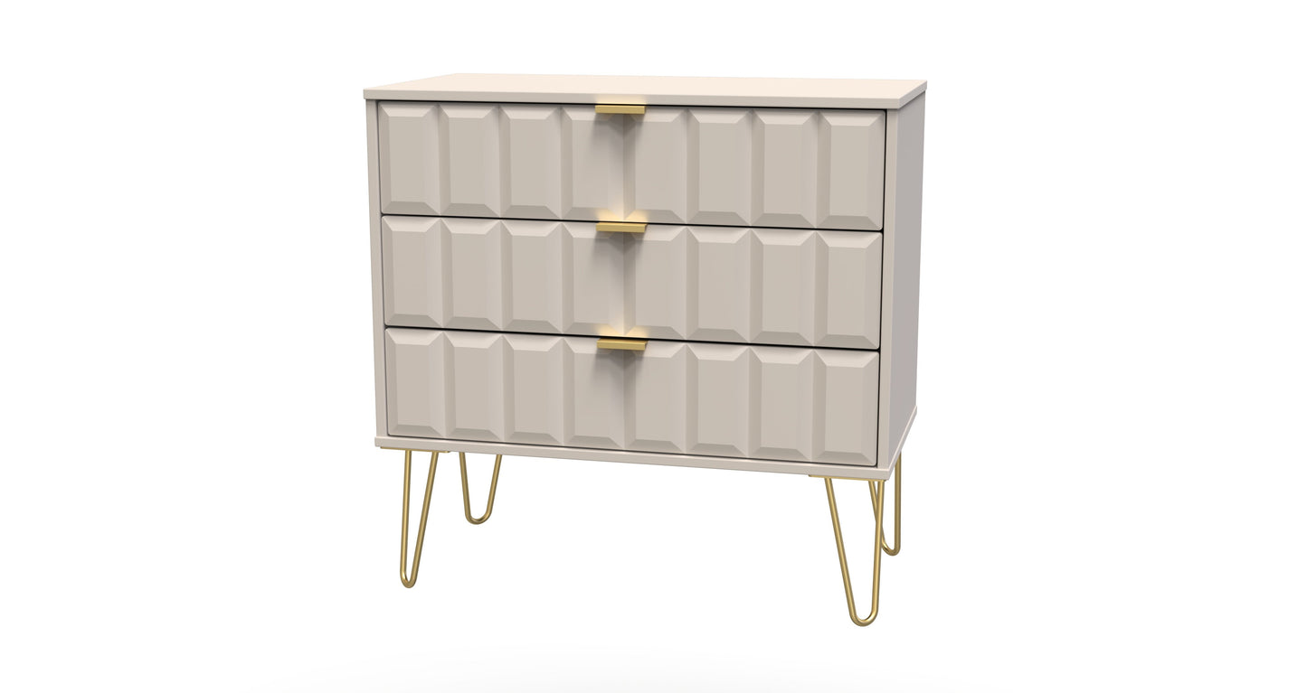 Cube Chest of Drawers Off-White 3 Drawers 77cm