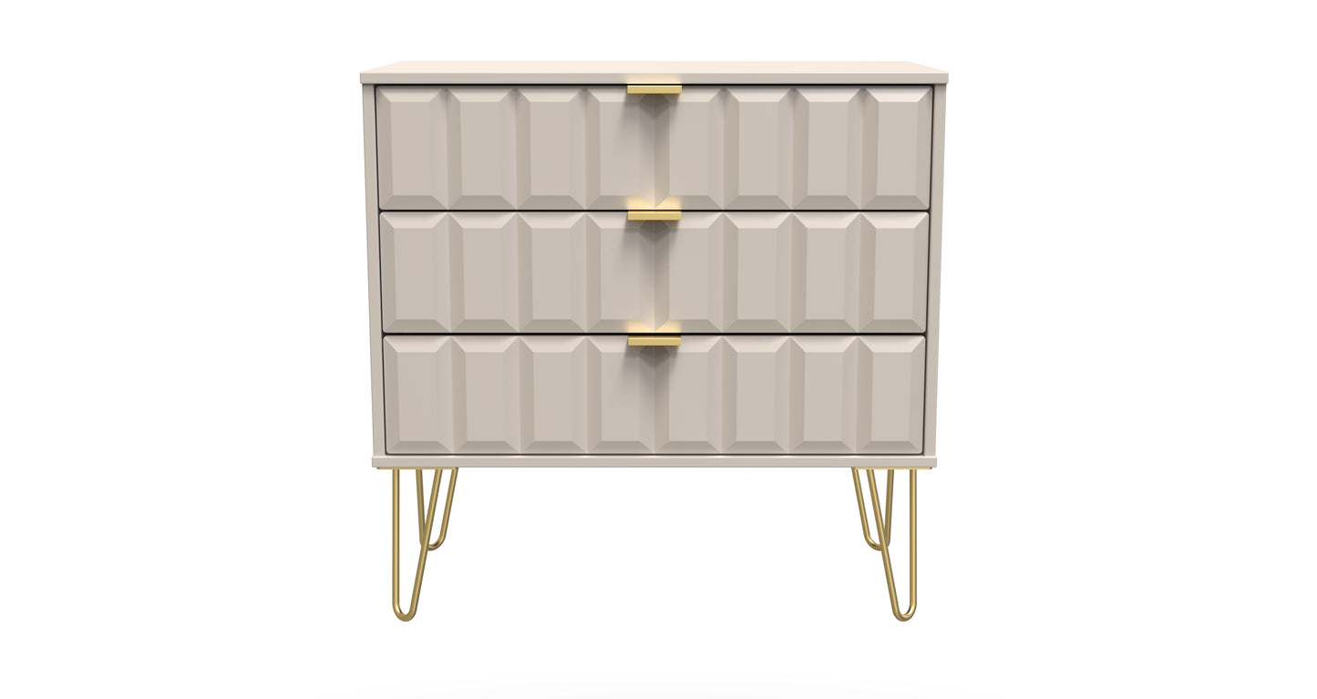 Cube Chest of Drawers Off-White 3 Drawers 77cm