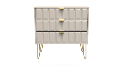 Cube Chest of Drawers Off-White 3 Drawers 77cm