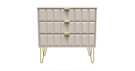 Cube Chest of Drawers Off-White 3 Drawers 77cm