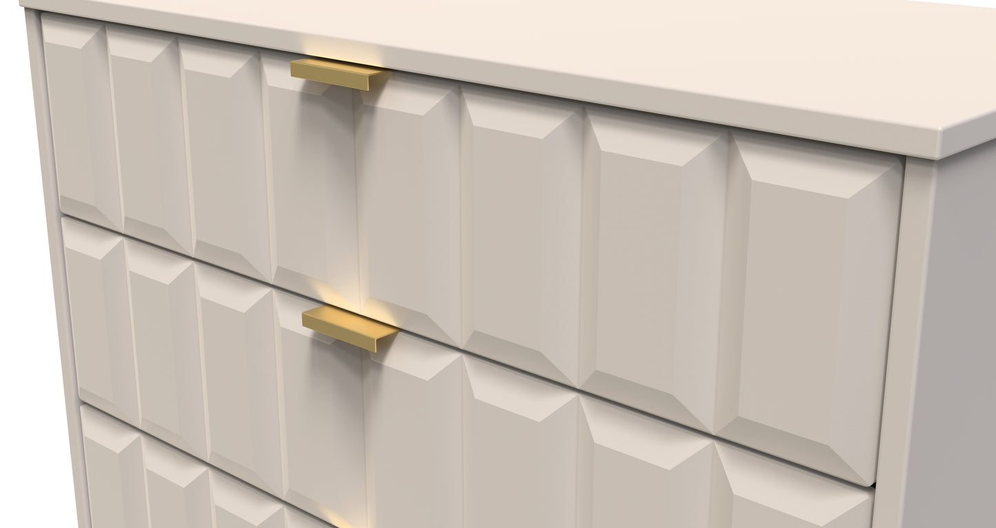 Cube Chest of Drawers Off-White 3 Drawers 77cm
