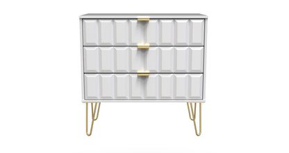Cube Chest of Drawers White 3 Drawers 77cm