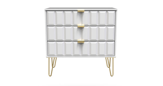 Cube Chest of Drawers White 3 Drawers 77cm