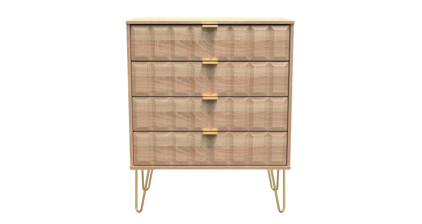 Cube Chest of Drawers Oak 4 Drawers 93cm