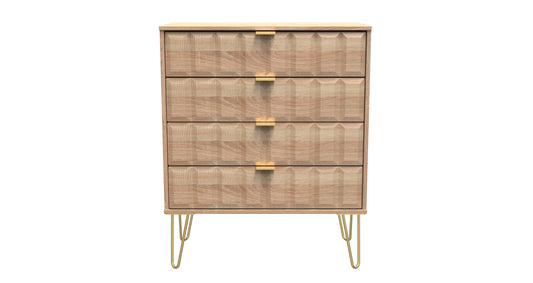 Cube Chest of Drawers Oak 4 Drawers 93cm