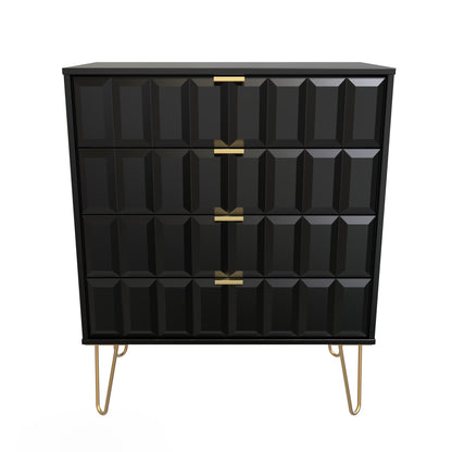 Cube Chest of Drawers Black 4 Drawers 93cm