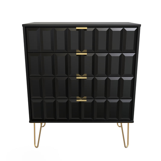 Cube Chest of Drawers Black 4 Drawers 93cm