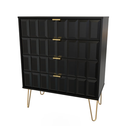 Cube Chest of Drawers Black 4 Drawers 93cm