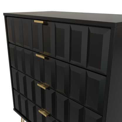 Cube Chest of Drawers Black 4 Drawers 93cm