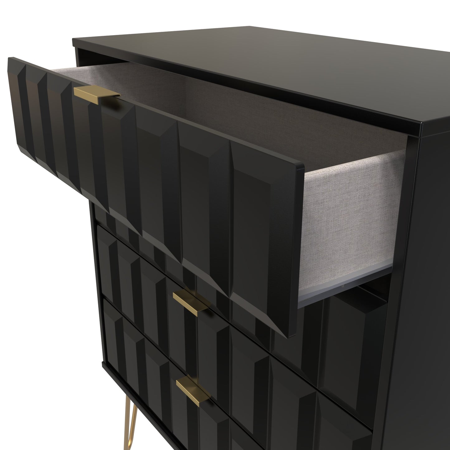 Cube Chest of Drawers Black 4 Drawers 93cm
