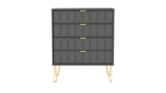 Cube Chest of Drawers Grey 4 Drawers 93cm
