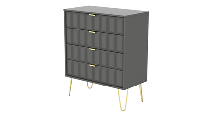 Cube Chest of Drawers Grey 4 Drawers 93cm