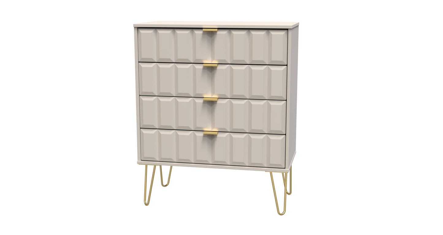 Cube Chest of Drawers Off-White 4 Drawers 93cm