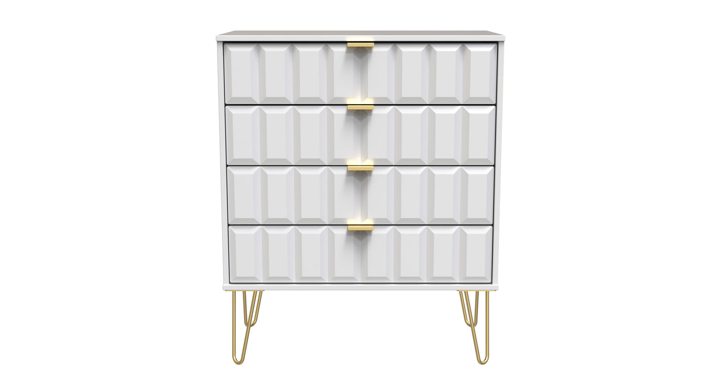 Cube Chest of Drawers White 4 Drawers 93cm