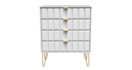 Cube Chest of Drawers White 4 Drawers 93cm