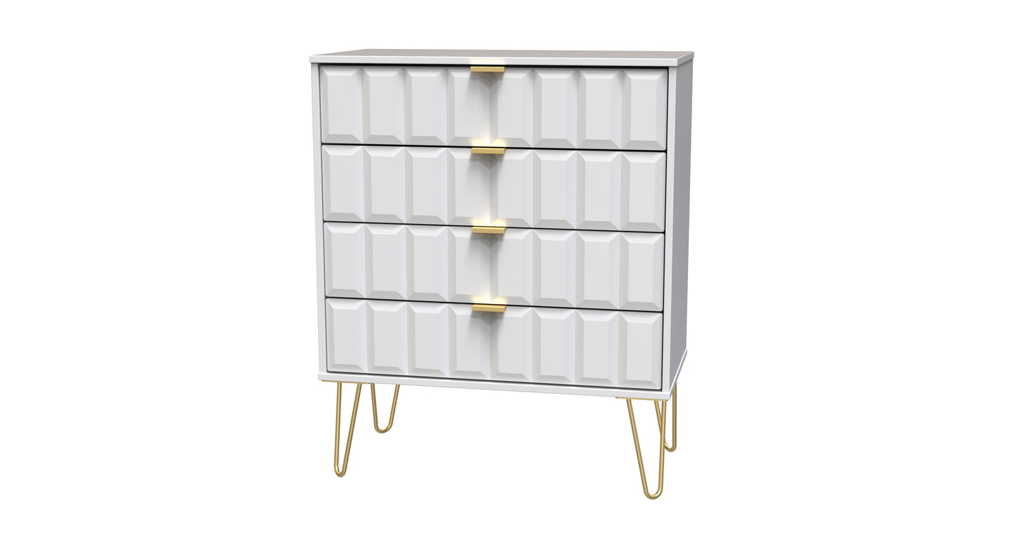 Cube Chest of Drawers White 4 Drawers 93cm