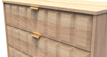 Cube Tall Chest of Drawers Oak 5 Drawers 109cm