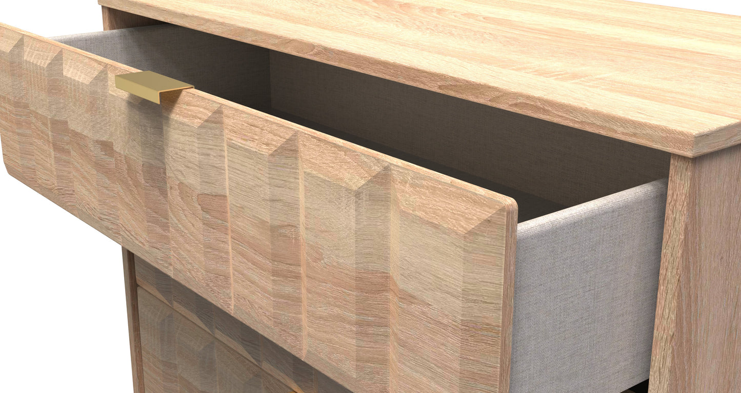 Cube Tall Chest of Drawers Oak 5 Drawers 109cm