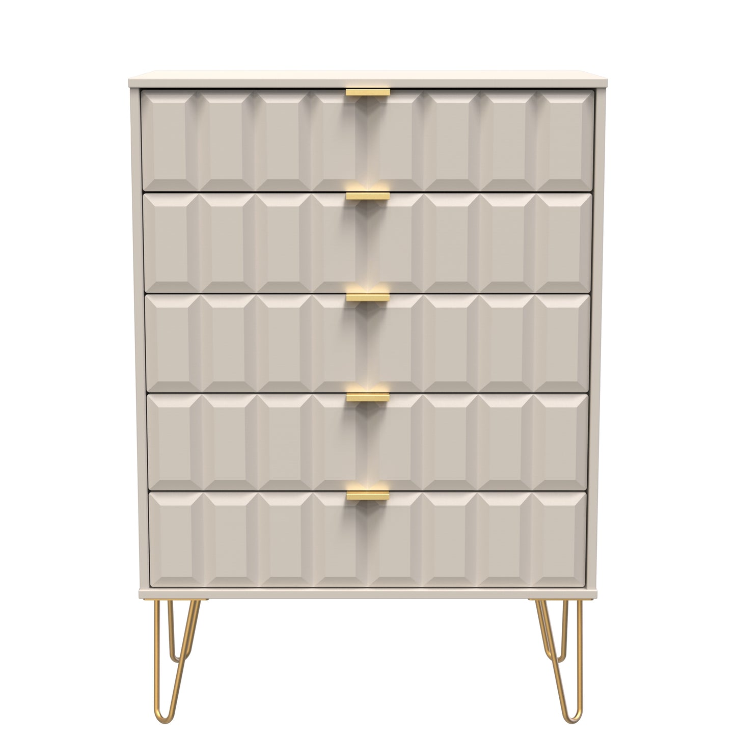 Cube Tall Chest of Drawers Off-White 5 Drawers 109cm