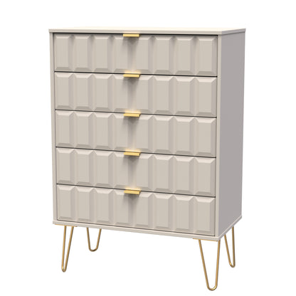 Cube Tall Chest of Drawers Off-White 5 Drawers 109cm