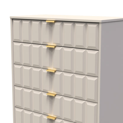 Cube Tall Chest of Drawers Off-White 5 Drawers 109cm