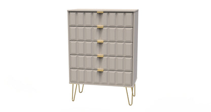 Cube Tall Chest of Drawers Off-White 5 Drawers 109cm
